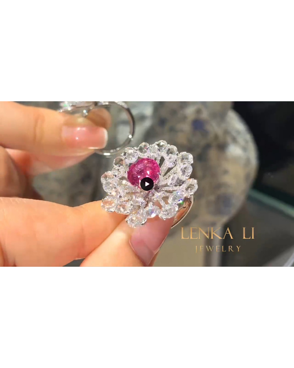 Unheated 3 carat padparadscha and diamonds  ring