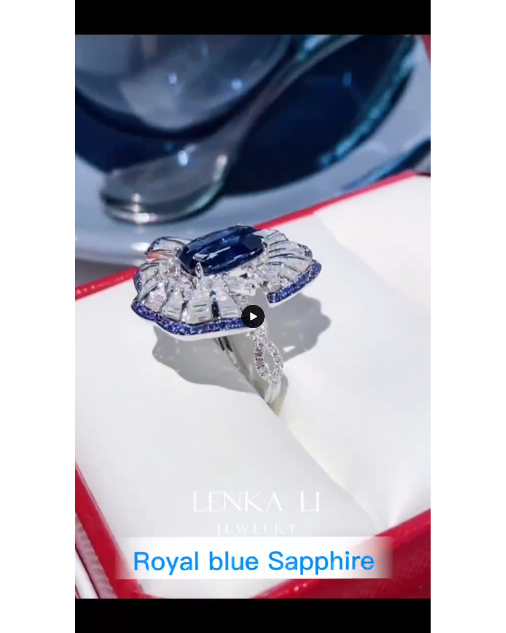 GRS certified Unheated 5.45 carat Royal blue sapphire and diamonds ring