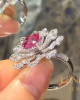 Unheated 3 carat padparadscha and diamonds  ring