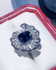 GRS certified Unheated 5.45 carat Royal blue sapphire and diamonds ring