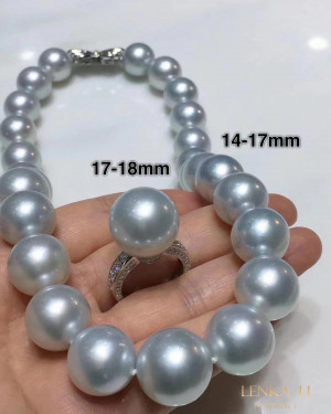 Silver Blue Shiny Australian white south sea pearl Set