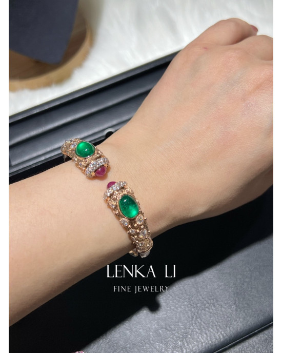 Emerald+Ruby+Diamond bangle.